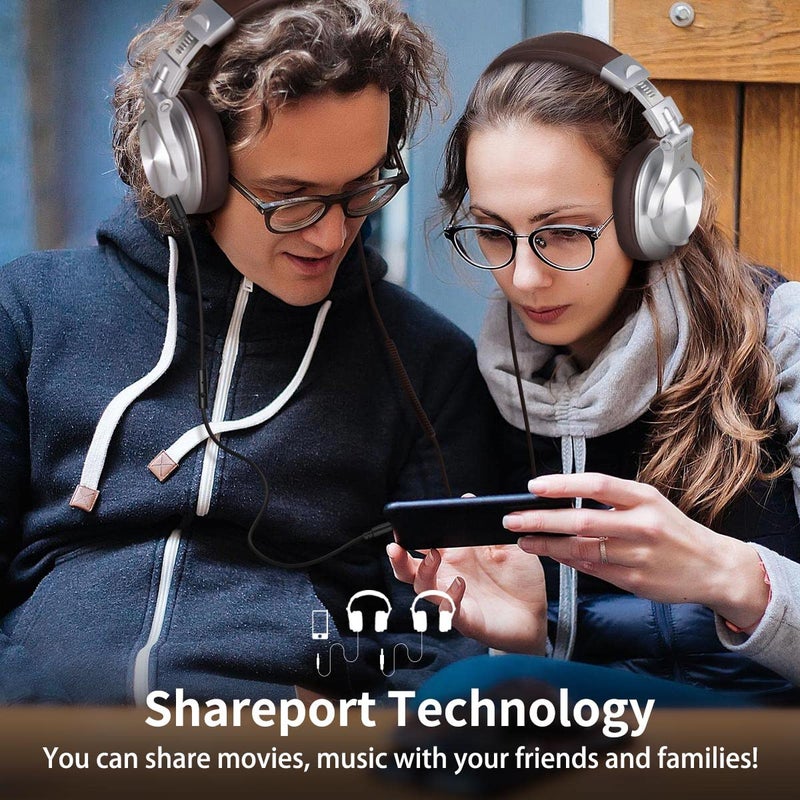 OneOdio سماعات أوديو A71 عالية الدقة للتسجيل الاستوديو - سماعات رأس سلكية فوق الأذن مع منفذ مشاركة، ومراقبة، ومزج، سماعة قابلة للطي مع صوت ستيريو، مقبس 3.5/6.35 مم لجهاز الكمبيوتر، دي جي، جيتار - فضي - Image 4